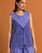 Lasya by House of Somarra — Periwinkle V Panel Fringe Co-ord, product photo 2.