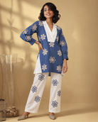 Neelakshi by House of Somarra — Blue Floral White Trouser Co-ord, product photo 3.