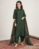 Vanita by House of Somarra — Forest Green Button Front Set, product photo 1.