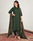 Vanita by House of Somarra — Forest Green Button Front Set, product photo 2.