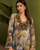 Malvika by House of Somarra — Earth Floral Rosette Gharara Set, product photo 2.