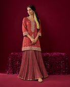 Ahalya by House of Somarra — Coral Jewel Kurta Mauve Pleated Set, product photo 5.