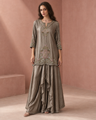 Taupe Embroidered Drape Set — Product photo 1