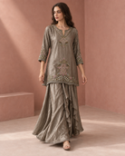 Taupe Embroidered Drape Set — Product photo 2