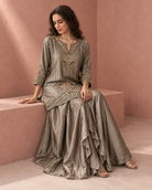 Taupe Embroidered Drape Set — Product photo 4