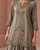 Taupe Embroidered Drape Set — Product photo 5