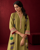 Olive & Gold Patchwork Kurta Set — Product photo 3