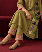 Olive & Gold Patchwork Kurta Set — Product photo 5