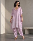 Lilac Crystal-Trim Kaftan & Dhoti Set — Product photo 2