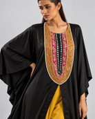 Black & Mustard Mirror-Yoke Kaftan Set — Product photo 5