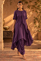 Plum Gold-Detail Draped Set — Product photo 2