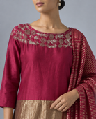 Wine & Gold Floral-Yoke Kurta Set — Product photo 5