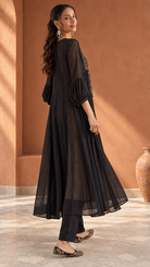 Charcoal Embroidered Kurti & Straight Pant Set — Product photo 5