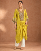 Yellow Bandhani & Orange-Yoke Kaftan Set — Product photo 1