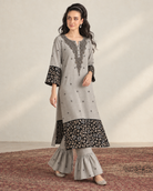 Silver-Grey Black-Floral Flounce Set — Product photo 2