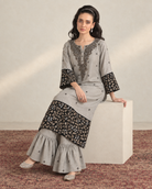 Silver-Grey Black-Floral Flounce Set — Product photo 4