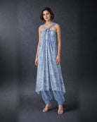 Tisya: Pastel Blue Tie-Dye Indo-Western Dress Set – hero front