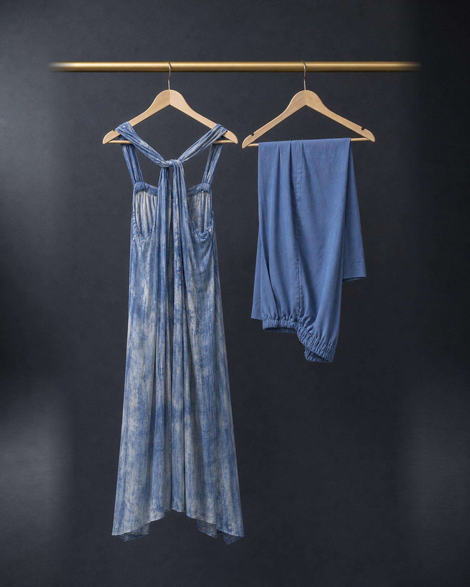 Tisya: Pastel Blue Tie-Dye Indo-Western Dress Set – refined hanger packshot