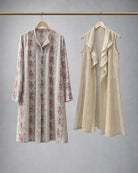 Varnika: Floral Khadi Kurta & Golden Tissue Shrug – refined hanger packshot