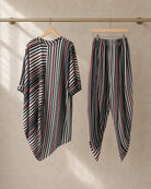 Vayra: Black, White & Red Cowled Stripe Co-ord Set – refined hanger packshot