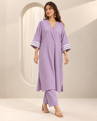 Ameera by House of Somarra — Full-length view showing the V-neck tunic and relaxed trousers.